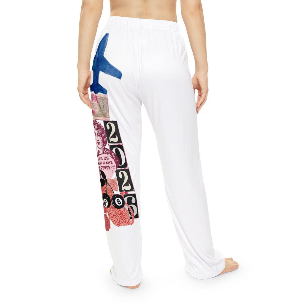 Travel Collage Women's Pajama Pants — Vintage Passport & Plane Print