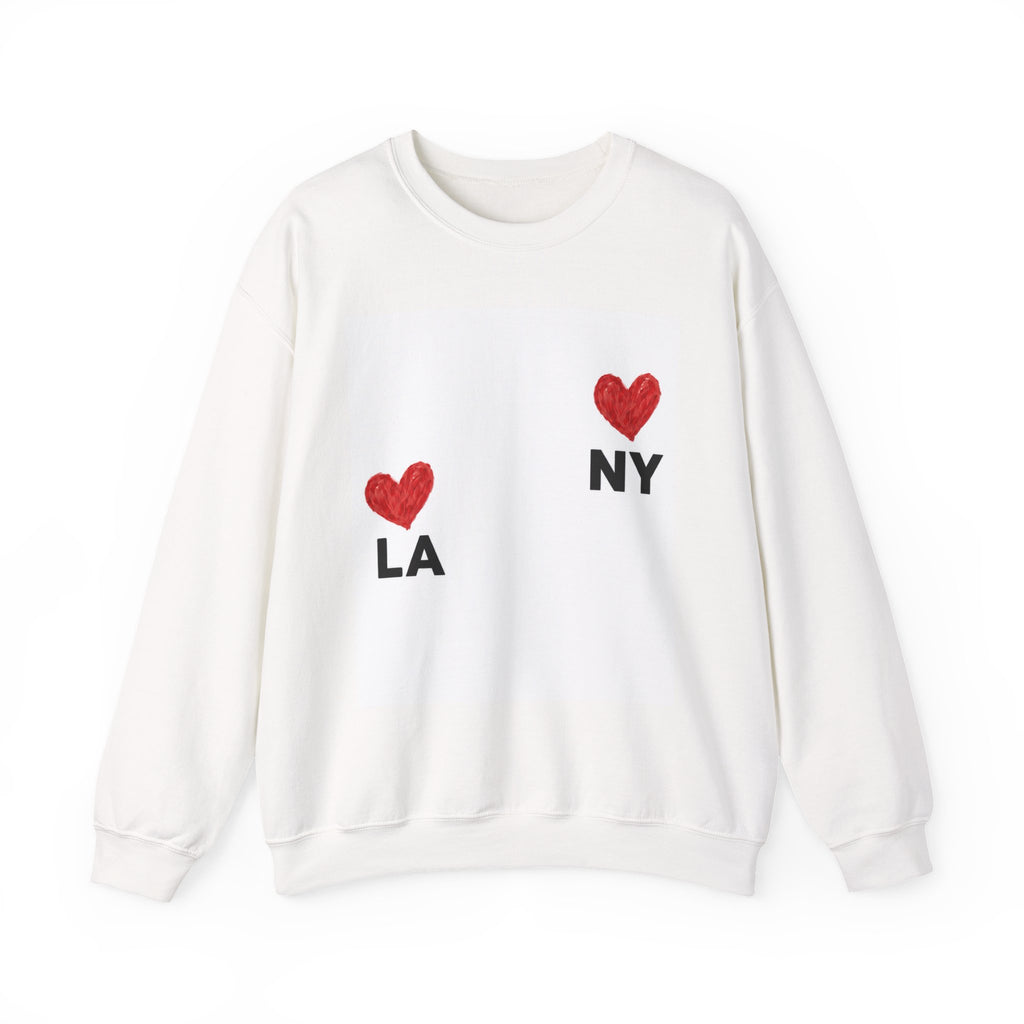 LA  NY Heart Crewneck Sweatshirt — City Love Graphic Crew