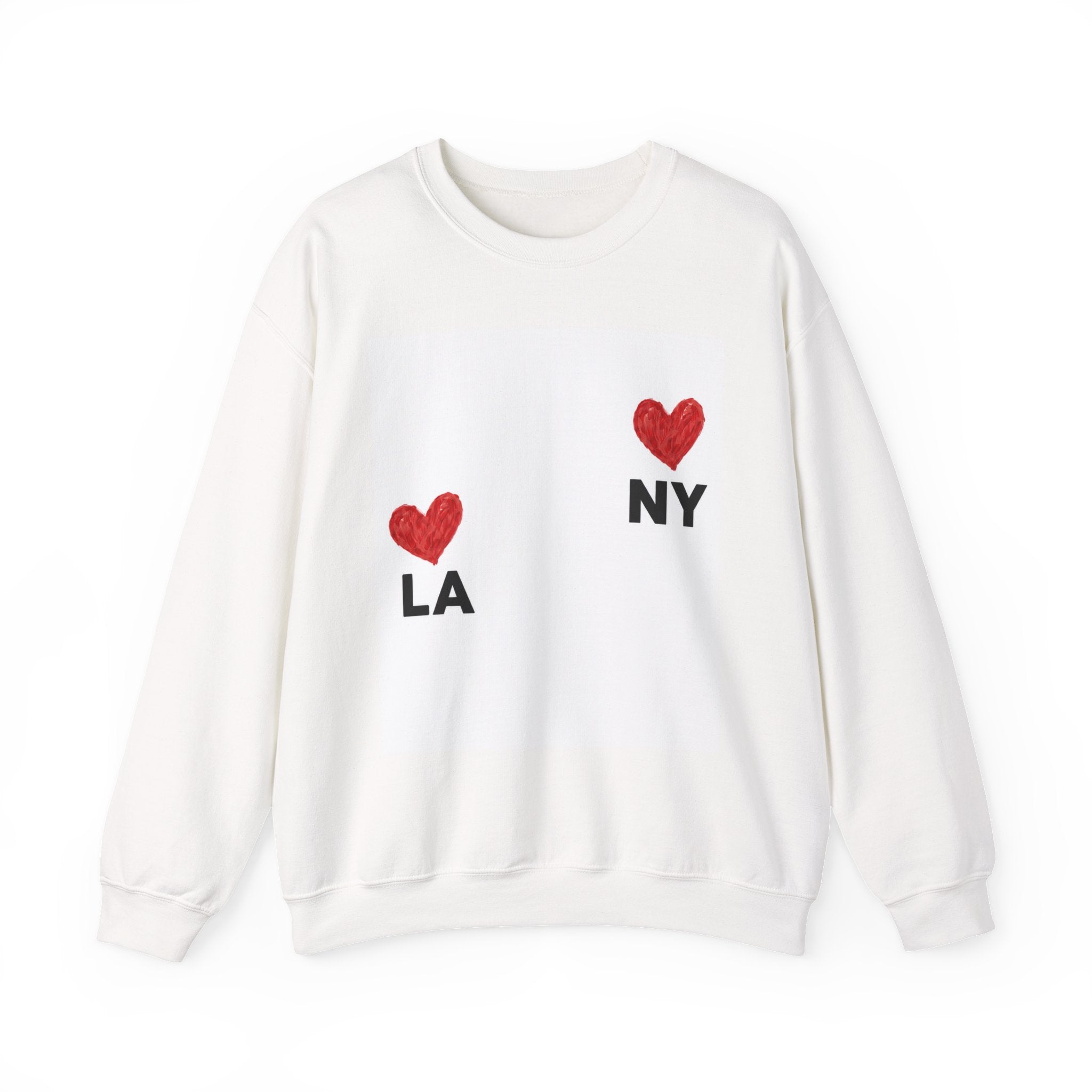 LA  NY Heart Crewneck Sweatshirt — City Love Graphic Crew