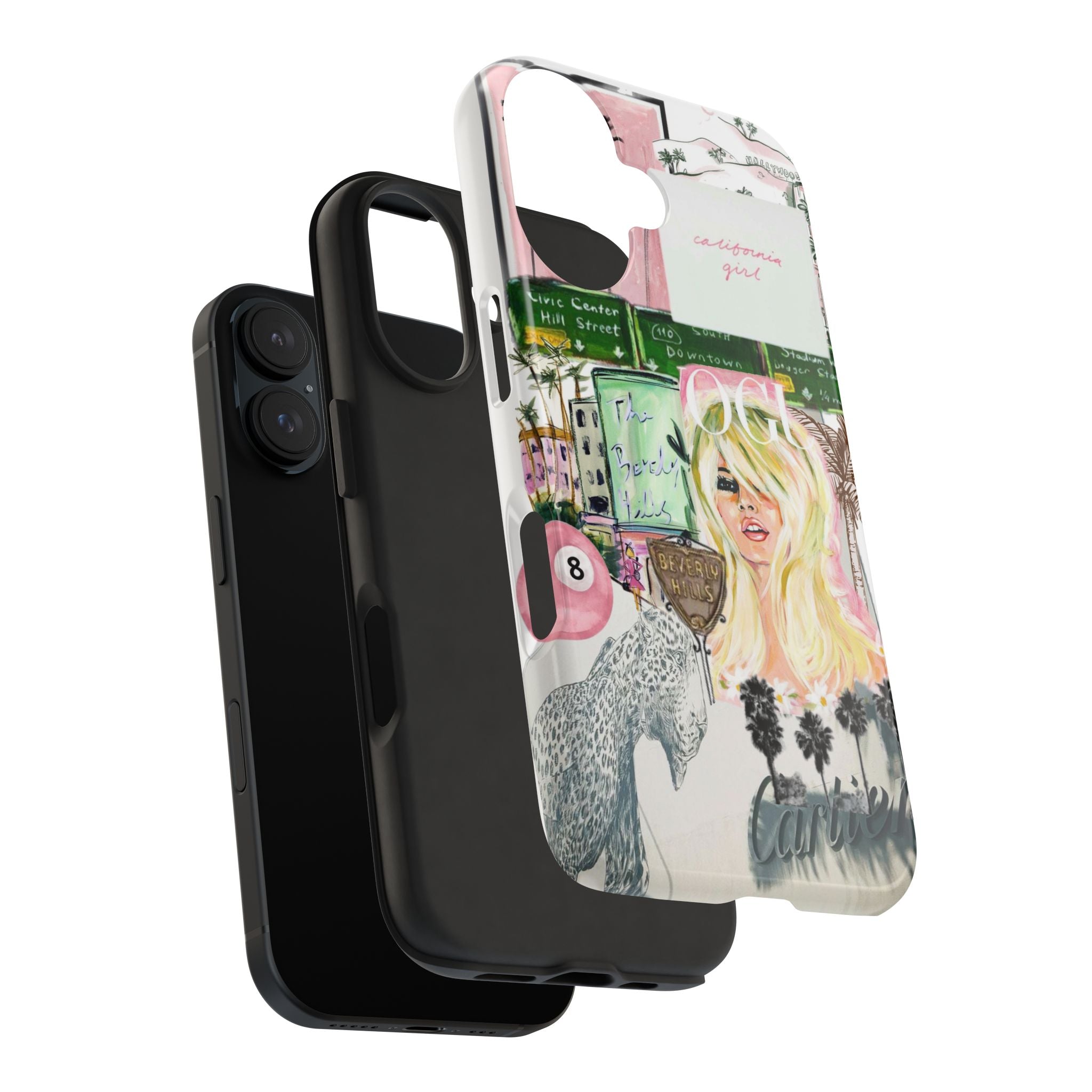 California Girl Illustrated Phone Case — Retro Palm Beach Art