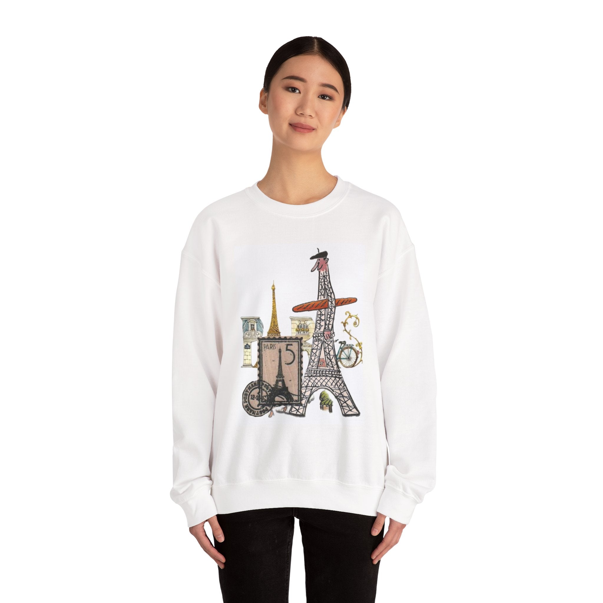 Paris Icons Crewneck Sweatshirt — Eiffel Tower Collage Travel Graphic