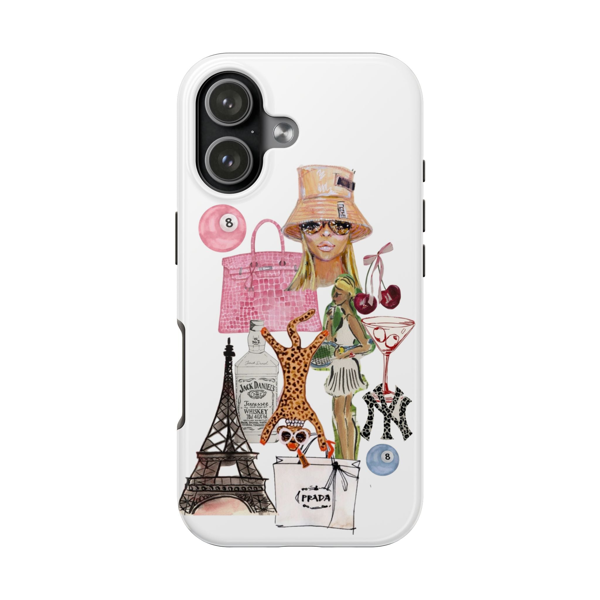 Tough Phone Case — Fashionista Collage iPhone Cover (Paris, Prada, Chic Accessories)
