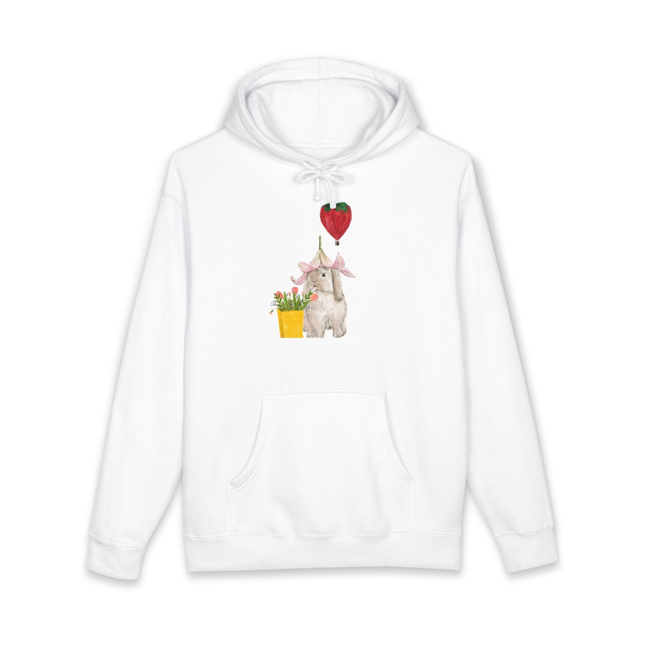 Cute Bunny & Strawberry Hoodie — Floral Plant Lover Hoodie