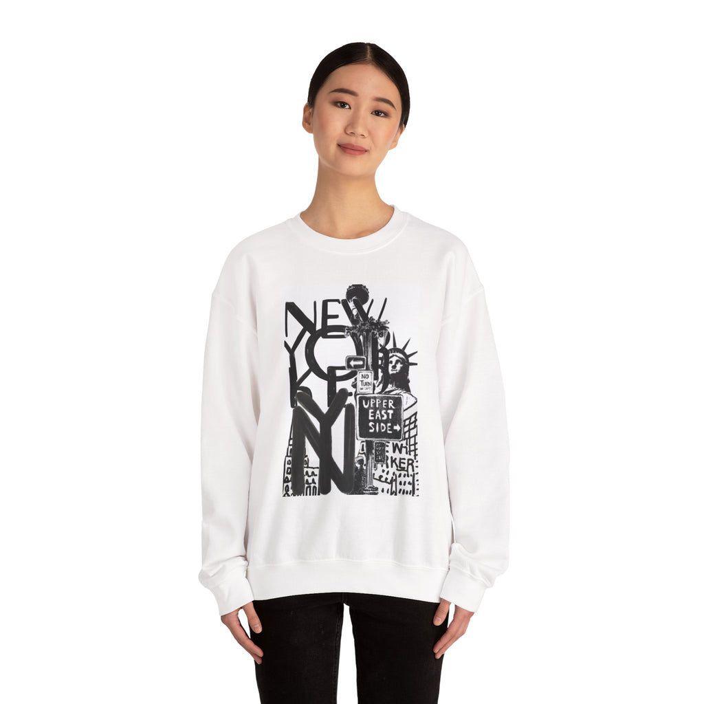 New York City Graphic Crewneck Sweatshirt — Upper East Side Statue of Liberty Design
