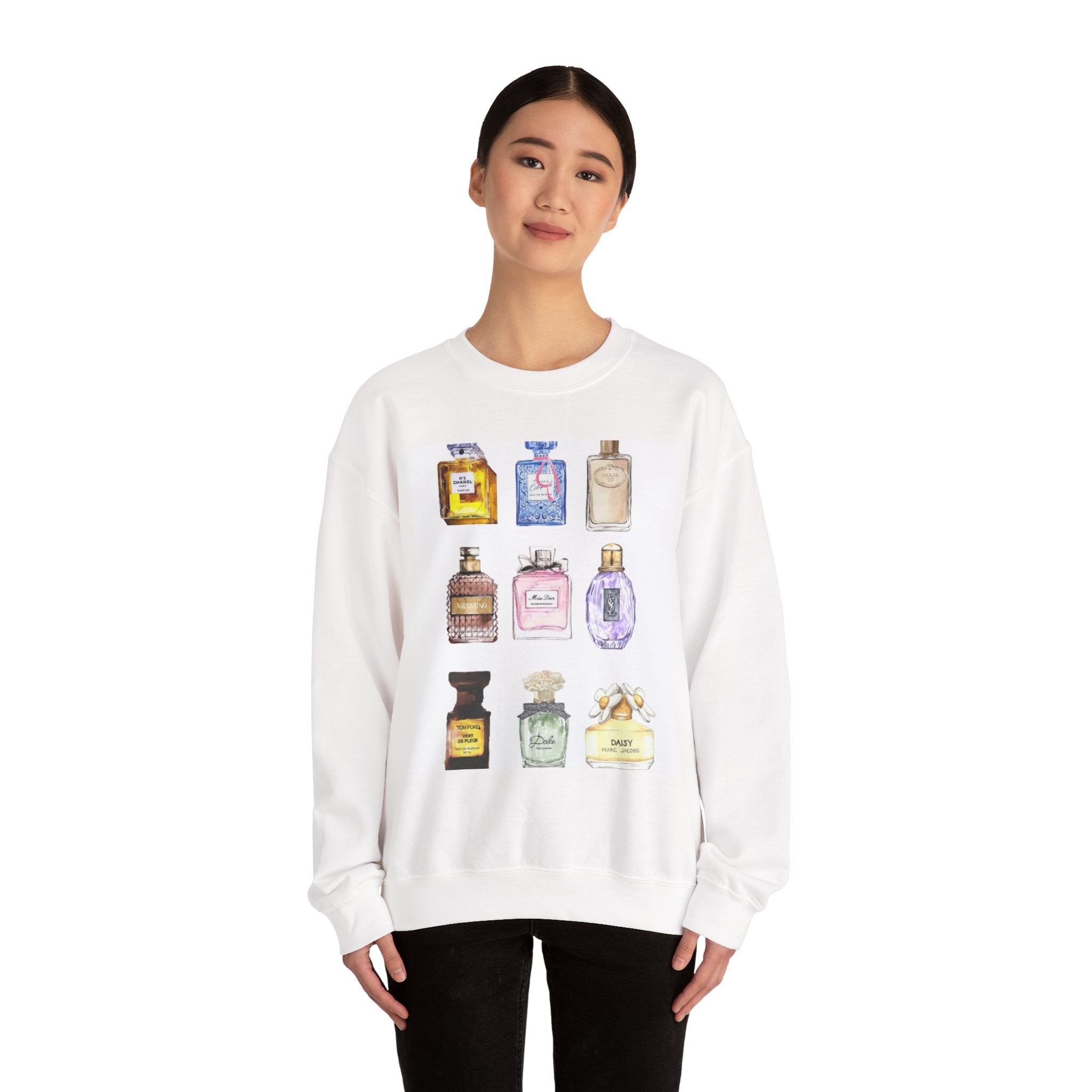 Perfume Bottles Sweatshirt — Watercolor Fragrance Graphic Crewneck