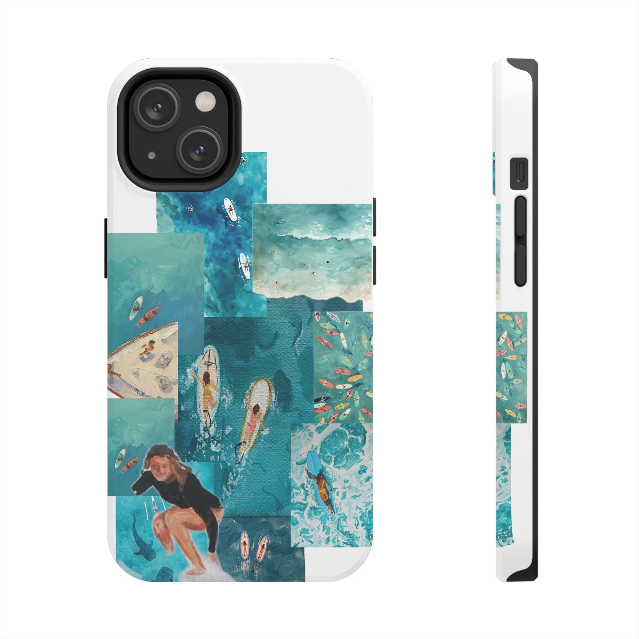 Surf Collage Tough Phone Case — Ocean Waves & Surfer Protective Phone Cover