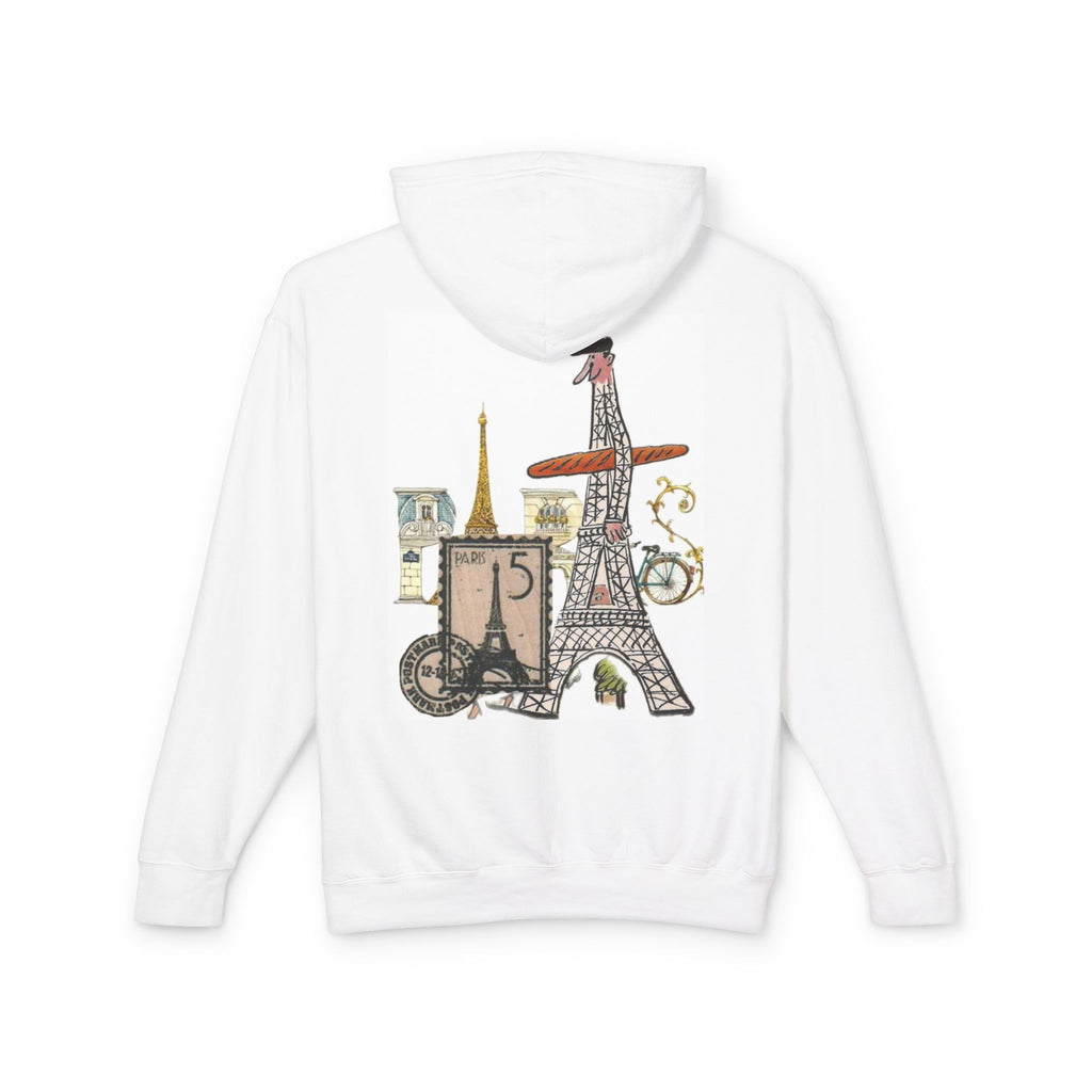 Paris Collage Hoodie — Eiffel Tower Vintage Travel Graphic Sweatshirt