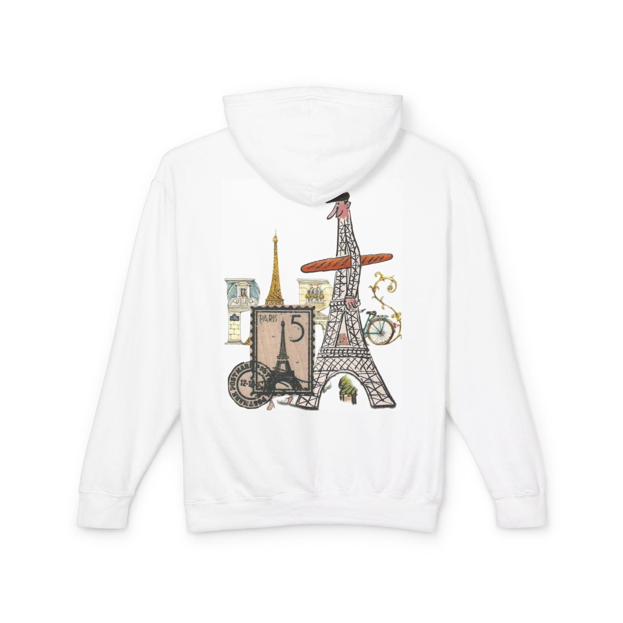 Paris Collage Hoodie — Eiffel Tower Vintage Travel Graphic Sweatshirt