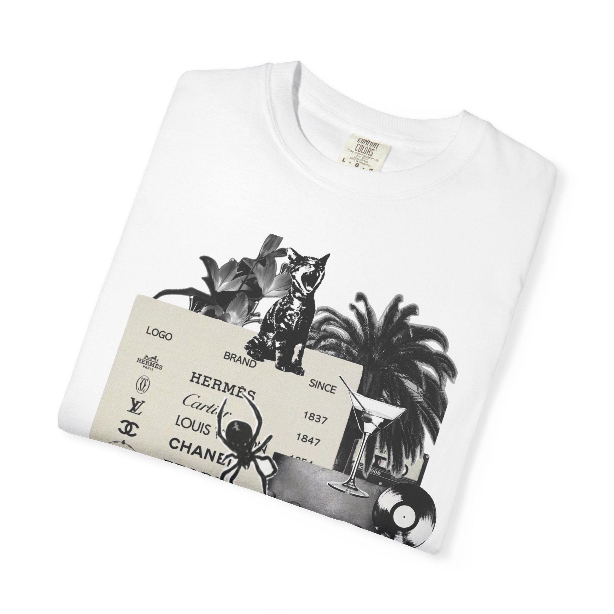 Graphic T‑Shirt — Vintage Collage Fashion Brands Print